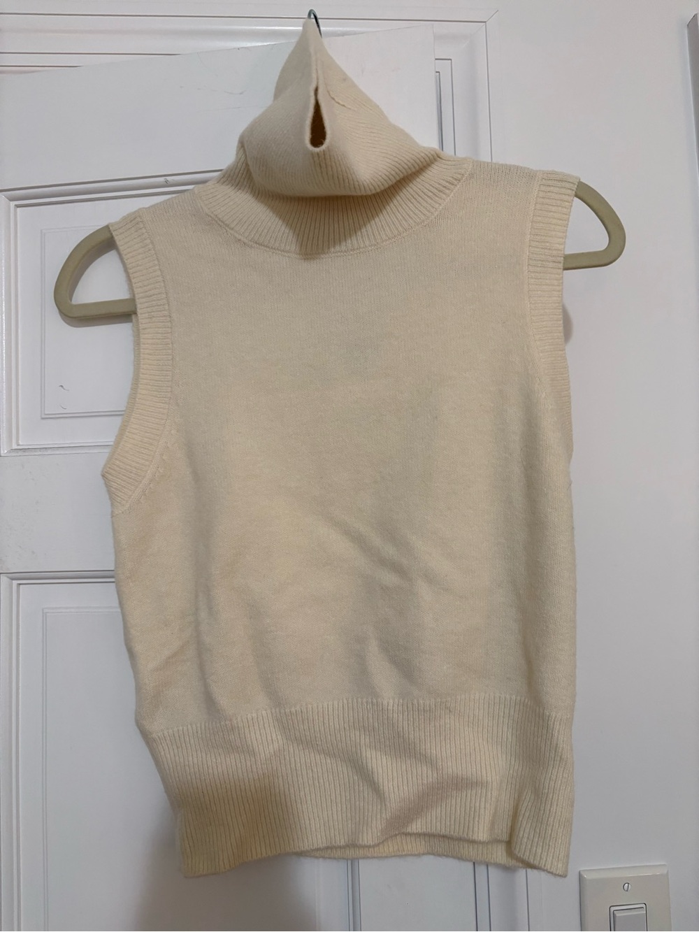 Mango Cream Sleeveless Turtleneck Knit Vest
